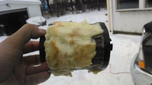 A gelled up diesel fuel filter